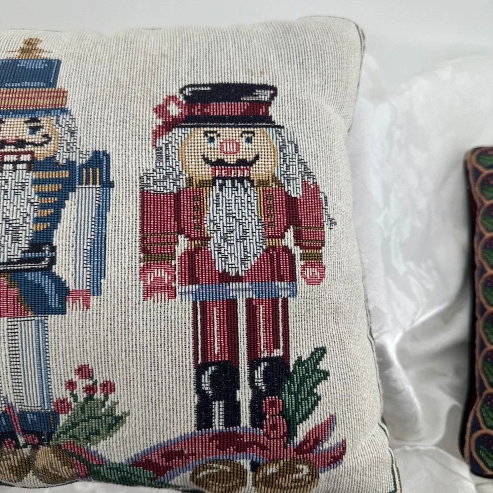 Unbranded Christmas Tapestry Pillows Multicolor Good Nutcracker Believe Set 2